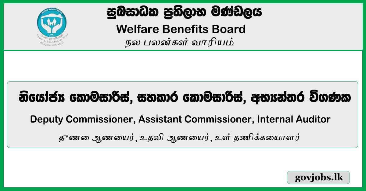 Deputy Commissioner, Assistant Commissioner, Internal Auditor - Welfare Benefit Board Job Vacancies 2024