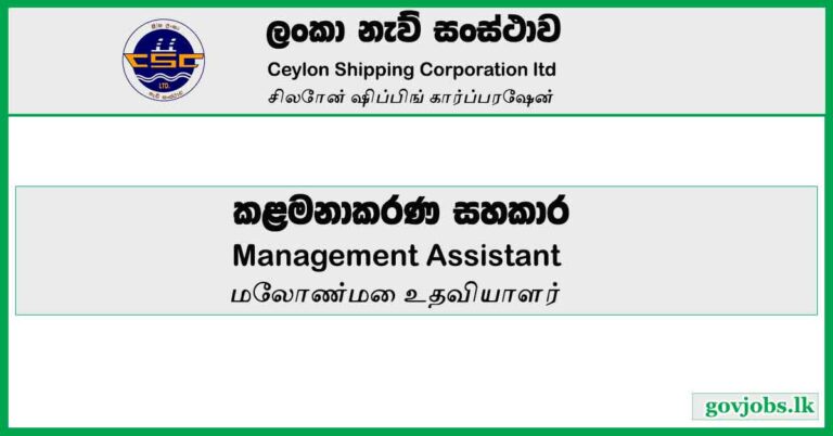 Management Assistant – Ceylon Shipping Corporation Vacancies 2023