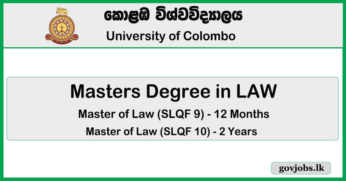 University of COlombo - Masters Degree in LAW