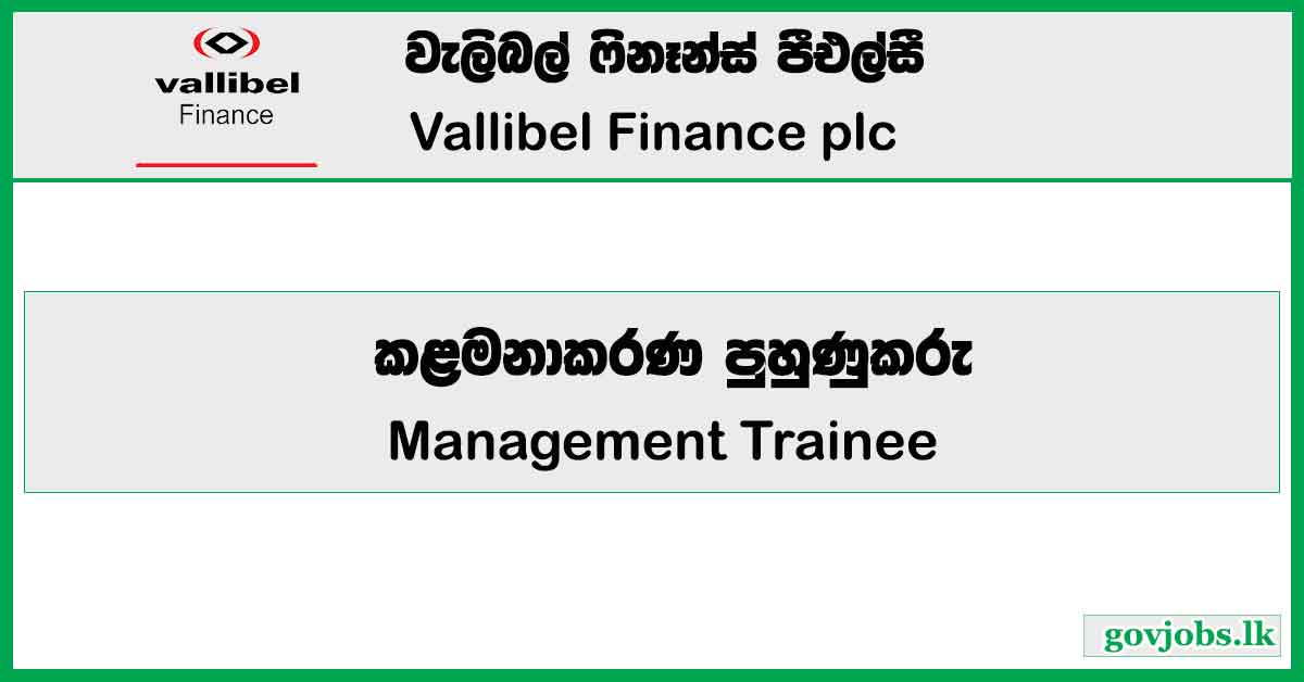 Management Trainee - HR - Vallibel Finance PLC Job Vacancies 2024