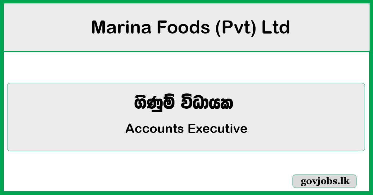 Accounts Executive - Marina Foods (Pvt) Ltd Job Vacancies 2024