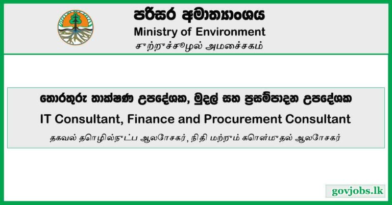 IT Consultant, Finance and Procurement Consultant – Ministry of Environment Vacancies 2023
