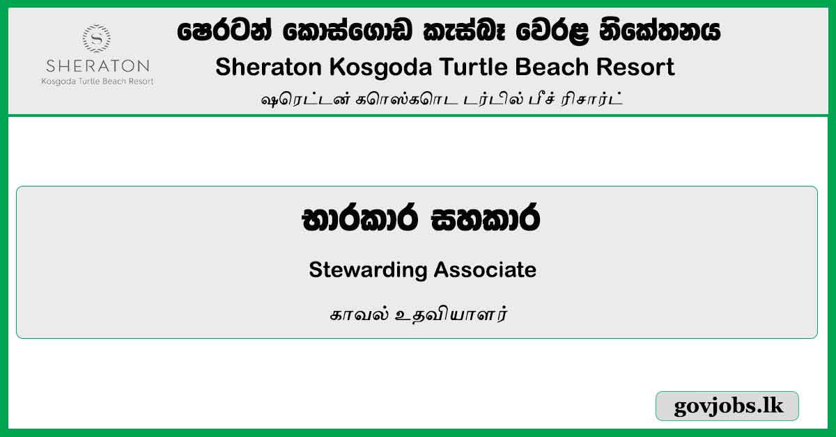 Stewarding Associate - Sheraton Kosgoda Turtle Beach Resort Vacancies 2023