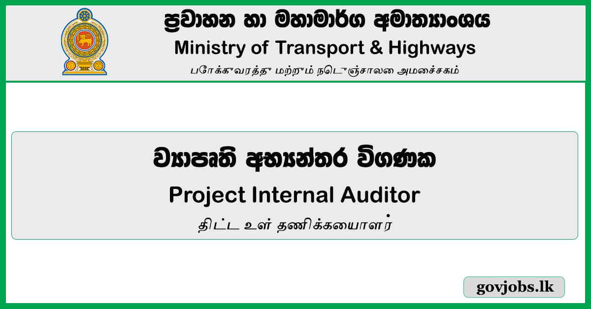 Project Internal Auditor – Ministry of Transport & Highways Job Vacancies 2023