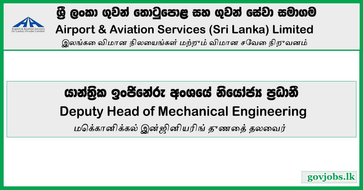 Airport and Aviation Services Private Limited-Deputy Head of Mechanical Engineering Vacancies 2023