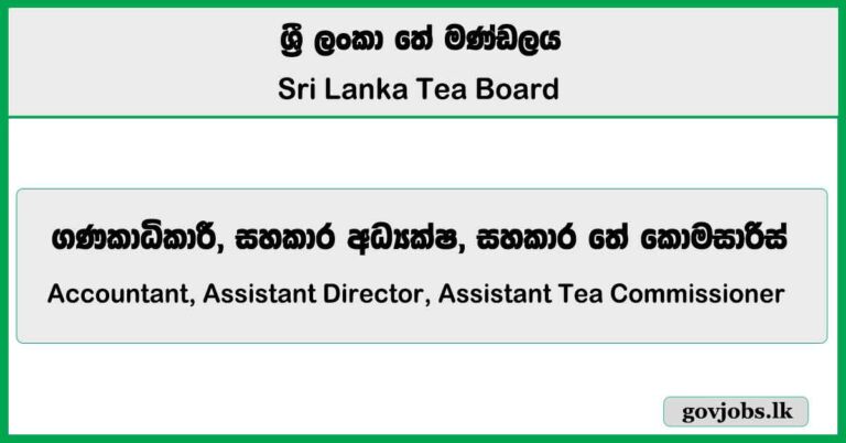 Accountant, Assistant Director, Assistant Tea Commissioner - Sri Lanka Tea Board Job Vacancies 2025
