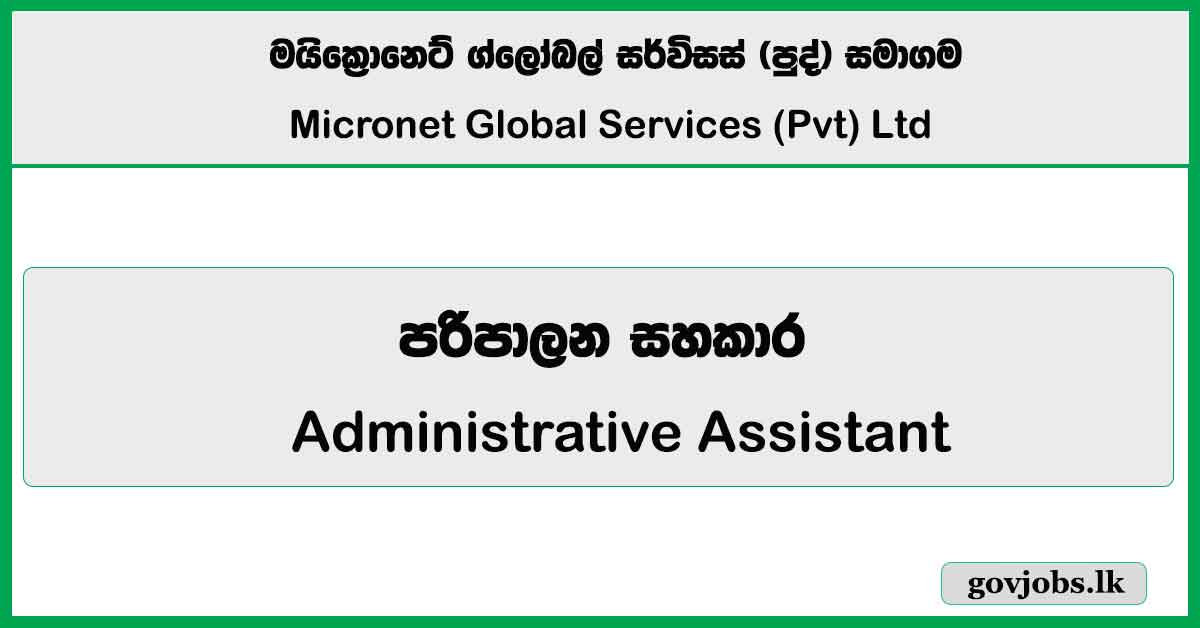 Administrative Assistant - Male - Micronet Global Services (Pvt) Ltd Vacancies 2026