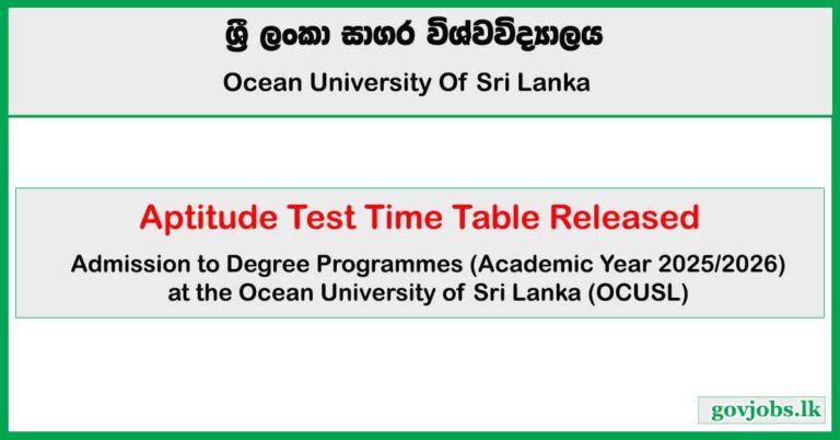 Aptitude Test Time Table 2025 (Degree Programs) - Ocean University