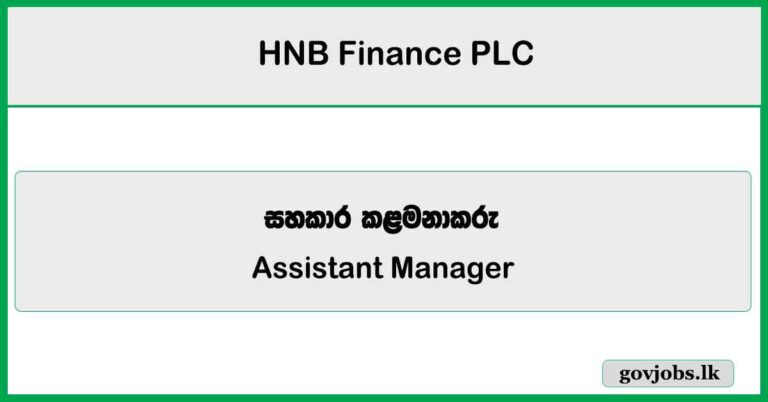 Assistant Manager - Gold Loan - HNB Finance PLC Vacancies 2025