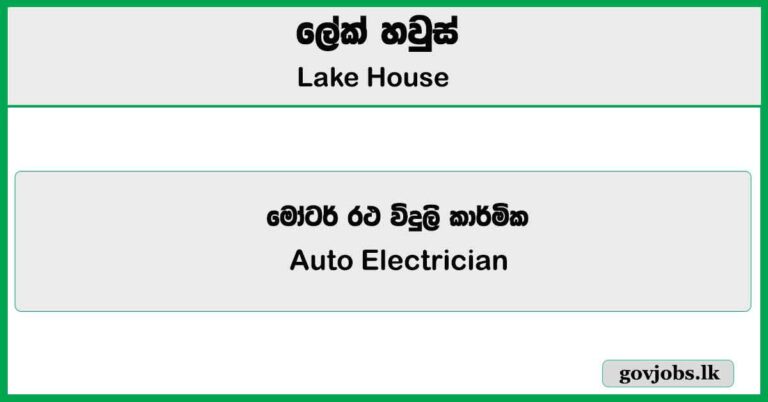Auto Electrician (Vehicle) - Lake House Job Vacancies 2025