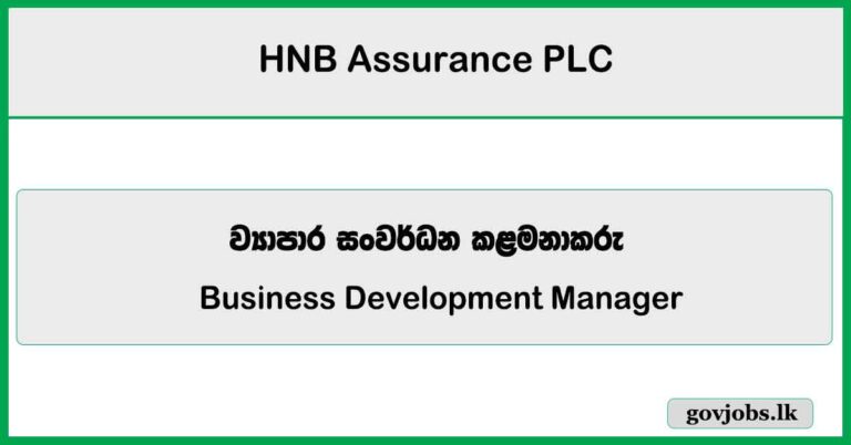 Business Development Manager - HNB Assurance PLC Vacancies 2025