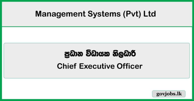 Chief Executive Officer - Management Systems (Pvt) Ltd Job Vacancies 2025
