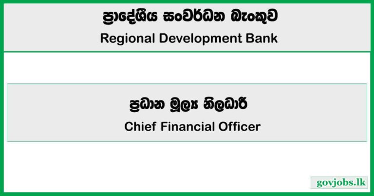 Chief Financial Officer - Regional Development Bank Job Vacancies 2024