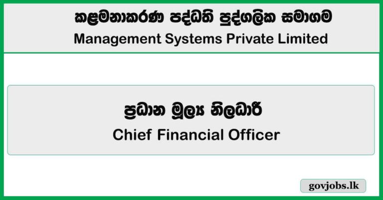 Chief Financial Officer – Management Systems Private Limited Job Vacancies 2025