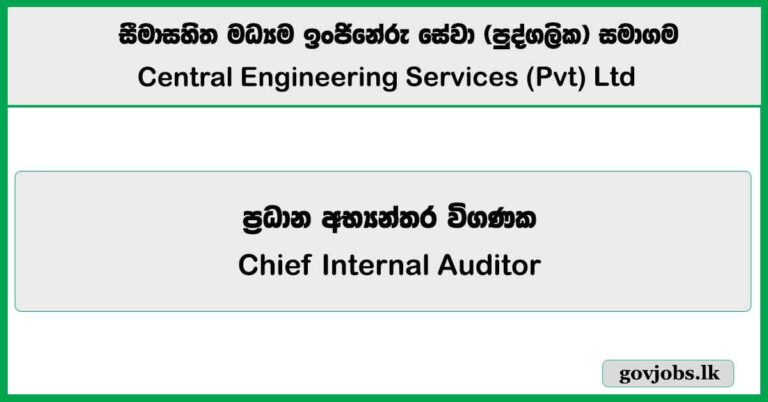 Chief Internal Auditor – Central Engineering Services (Pvt) Ltd Job Vacancies 2025