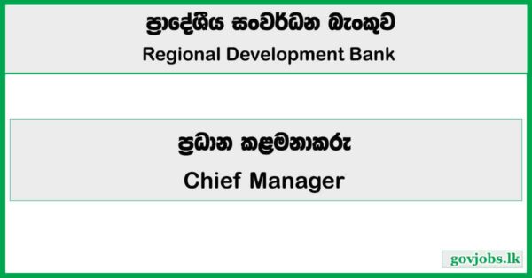 Chief Manager – Regional Development Bank Job Vacancies 2026