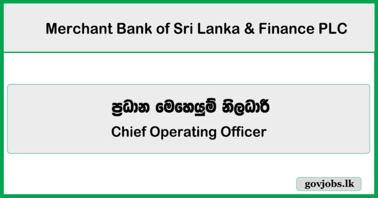 Chief Operating Officer - Merchant Bank of Sri Lanka & Finance PLC Job Vacancies 2025