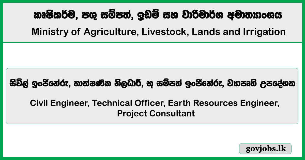Civil Engineer, Technical Officer, Earth Resources Engineer, Project Consultant - Ministry of Agriculture, Livestock, Lands and Irrigation