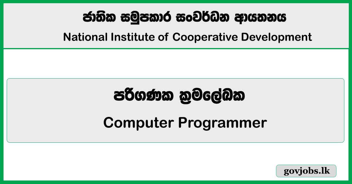 Computer Programmer - National Institute of Cooperative Development Job Vacancies 2026