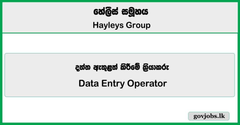 Data Entry Operator - Hayleys Group Vacancies 2026