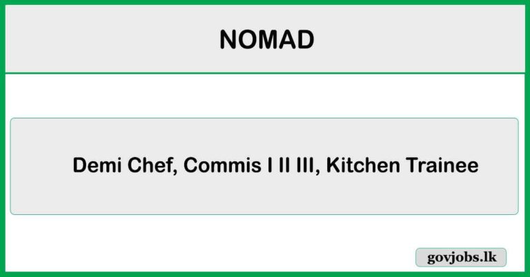 Demi Chef, Commis I II III, Kitchen Trainee - NOMAD Job Vacancies 2026