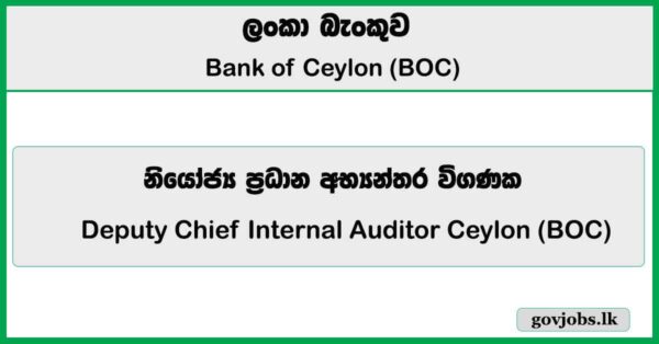 Deputy Chief Internal Auditor – Bank of Ceylon (BOC) Job Vacancies 2026
