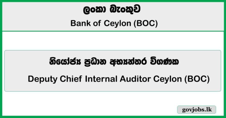 Deputy Chief Internal Auditor - Bank of Ceylon (BOC) Job Vacancies 2026