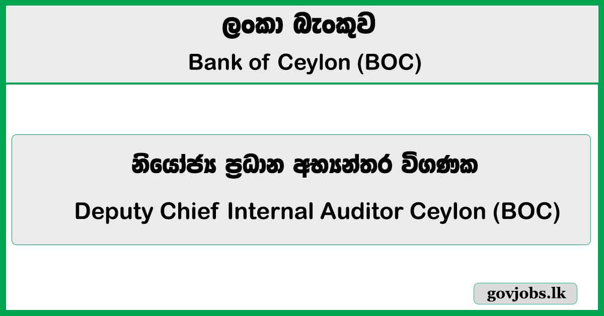 Deputy Chief Internal Auditor - Bank of Ceylon (BOC) Job Vacancies 2026