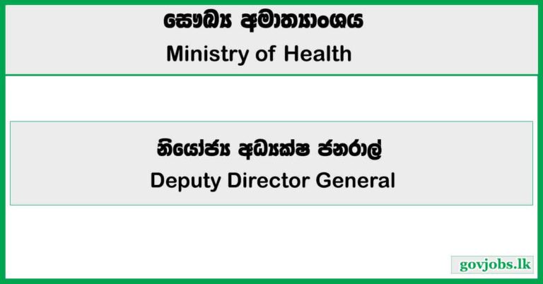 Deputy Director General (Public Health Services) - Ministry of Health Job Vacancies 2025