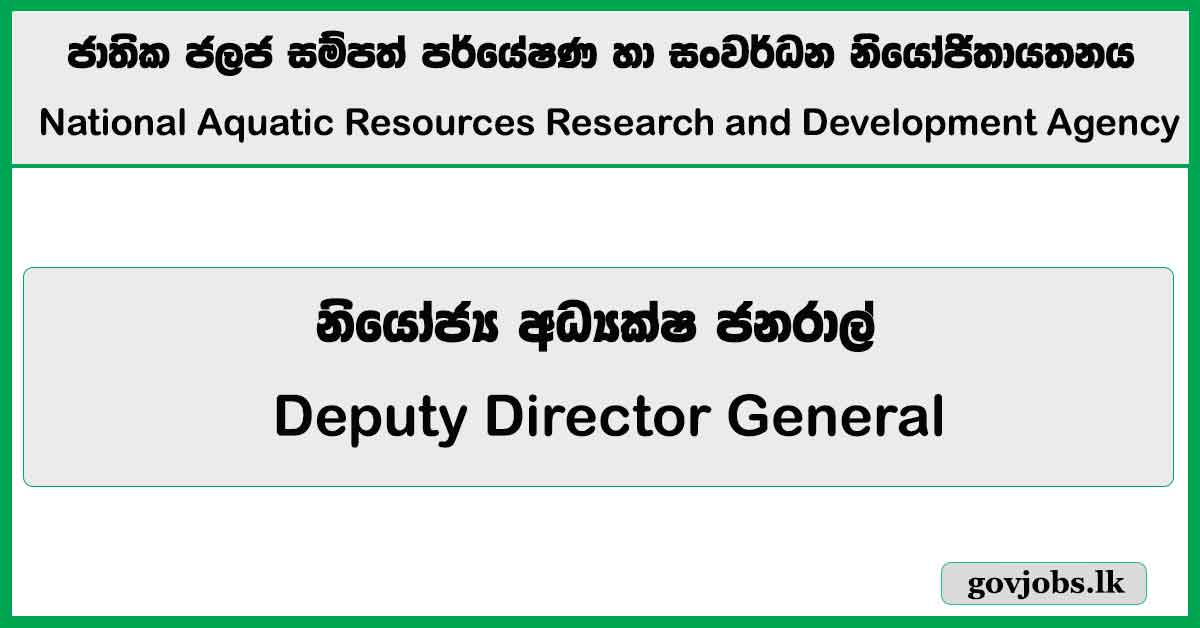 Deputy Director General – National Aquatic Resources Research and Development Agency Job Vacancies 2026