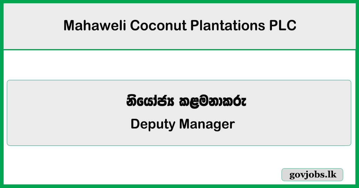 Deputy Manager – Mahaweli Coconut Plantations PLC Job Vacancies 2025
