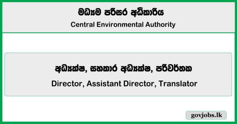 Director, Assistant Director, Translator - Central Environmental Authority Job Vacancies 2024