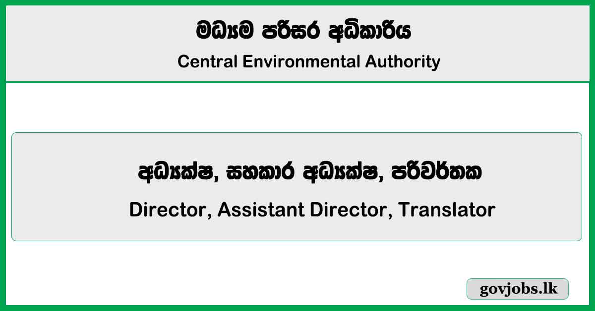 Director, Assistant Director, Translator - Central Environmental Authority Job Vacancies 2024