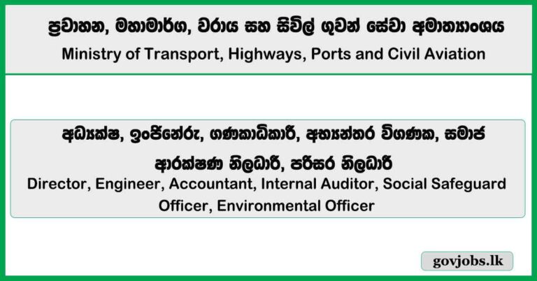Director, Engineer, Accountant, Internal Auditor, Social Safeguard Officer, Environmental Officer – Ministry of Transport, Highways, Ports and Civil Aviation Job Vacancies 2025