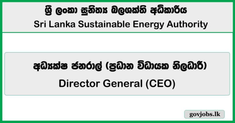 Director General (CEO) - Sri Lanka Sustainable Energy Authority 2026 Job Vacancies