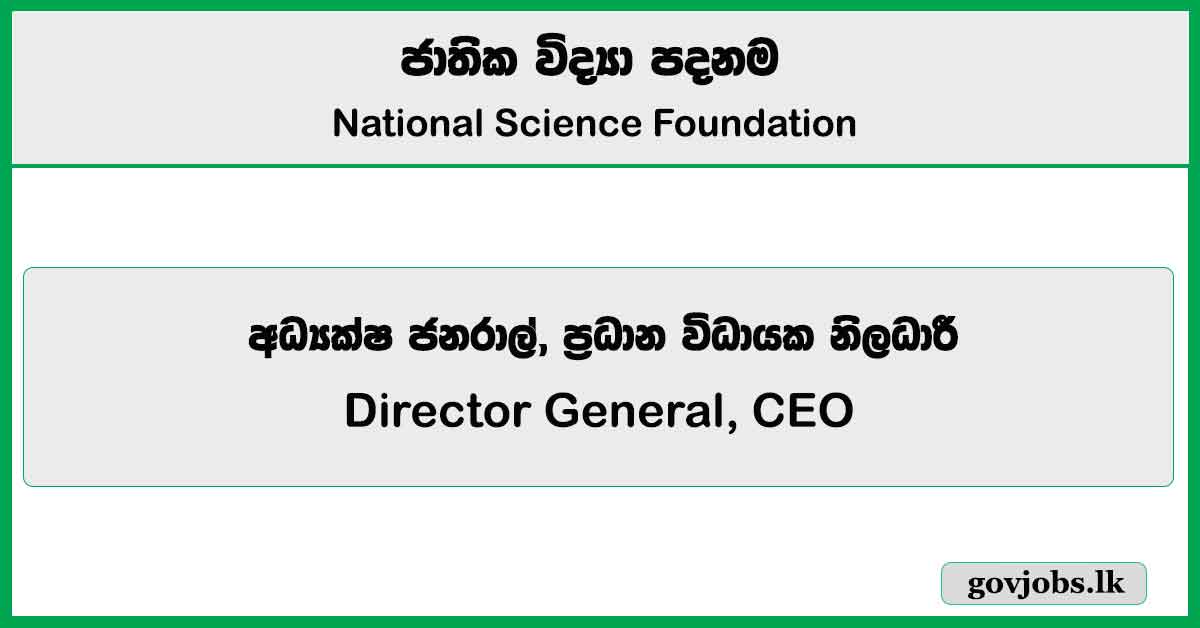 Director General, CEO – National Science Foundation Job Vacancies 2025