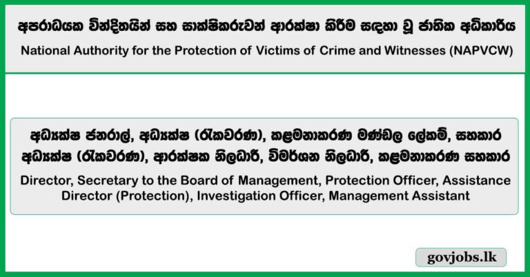 Director, Secretary to the Board of Management, Protection Officer - National Authority for the Protection of Victims of Crime and Witnesses Job Vacancies 2025