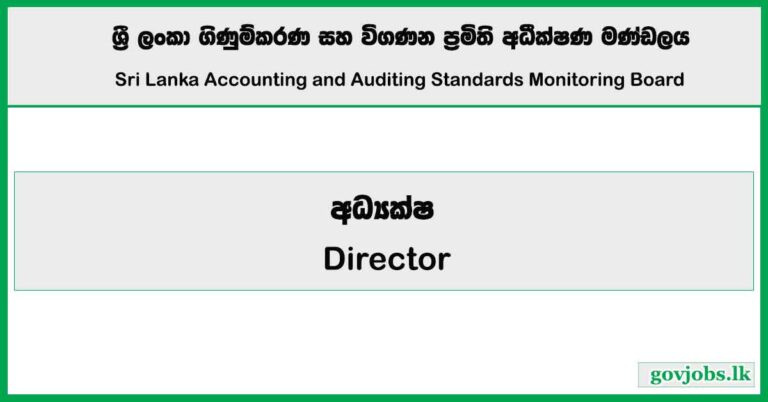 Director - Sri Lanka Accounting and Auditing Standards Monitoring Board Job Vacancies 2026