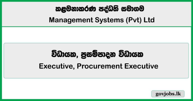 Executive, Procurement Executive - Management Systems (Pvt) Ltd Job Vacancies 2025
