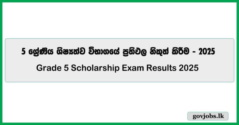 Grade 5 Scholarship Exam Results Release Date - Exam Department