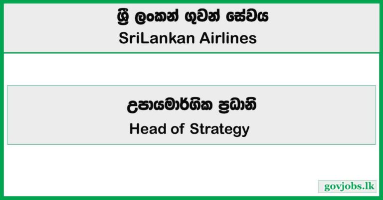 Head of Strategy - SriLankan Airlines Job Vacancies 2024