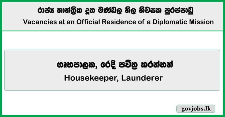 Housekeeper, Launderer – Vacancies at an Official Residence of a Diplomatic Mission Job Vacancies 2025