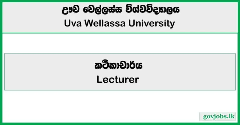 Lecturer - Uva Wellassa University Job Vacancies 2025