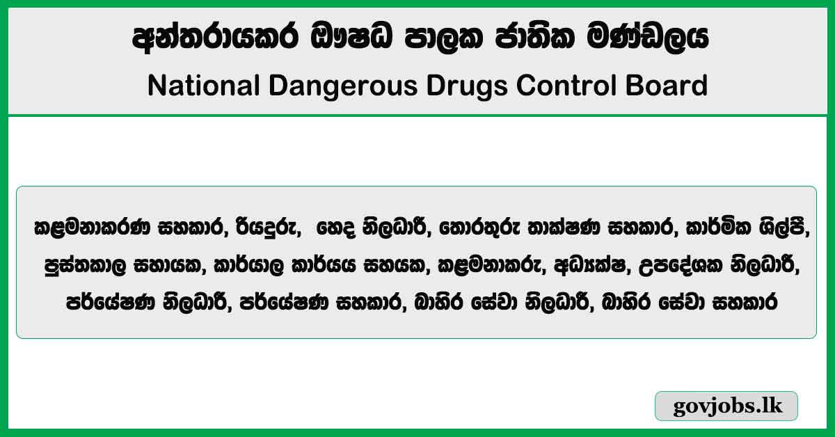 Management Assistant, Driver, Nurse, IT Assistant & More Vacancies 2025 – National Dangerous Drugs Control Board