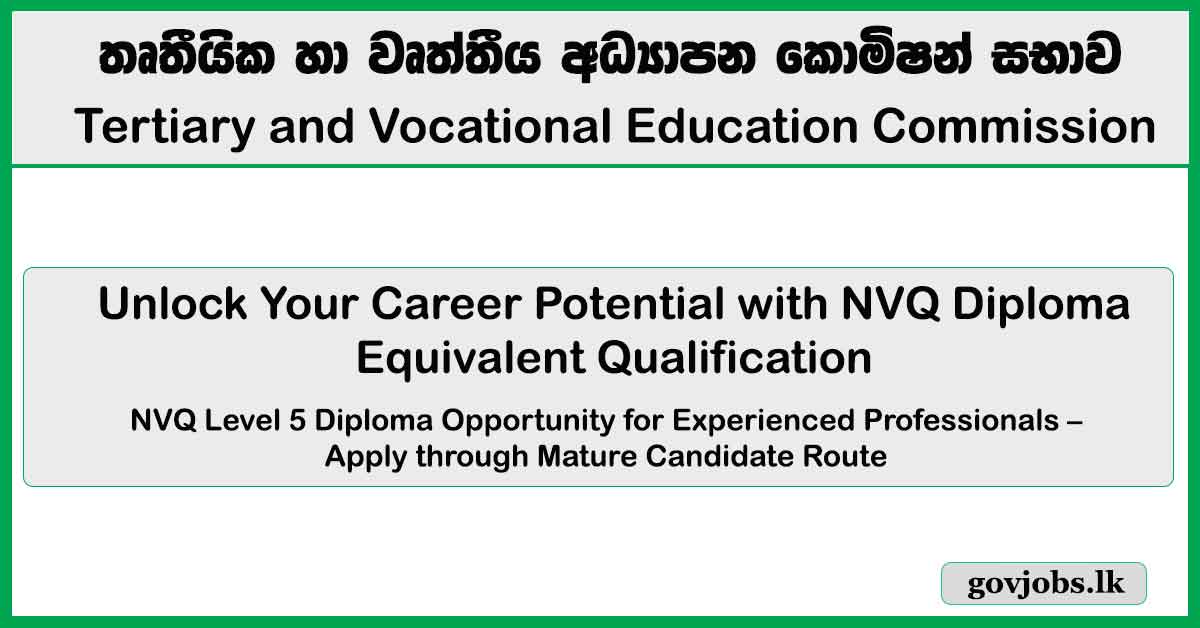 NVQ Level 5 Diploma Opportunity for Professionals with Experience (Mature Candidate Route)