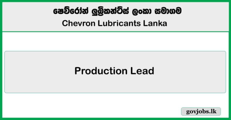 Production Lead – Chevron Lubricants Lanka Job Vacancies 2025
