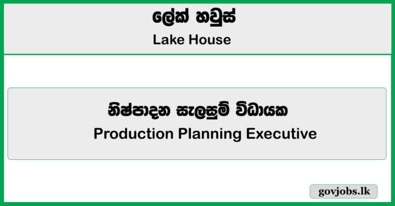 Production Planning Executive - Lake House Job Vacancies 2025