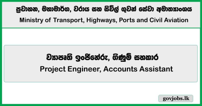 Project Engineer, Accounts Assistant (BCRIP) – Ministry of Transport, Highways, Ports and Civil Aviation Job Vacancies 2025