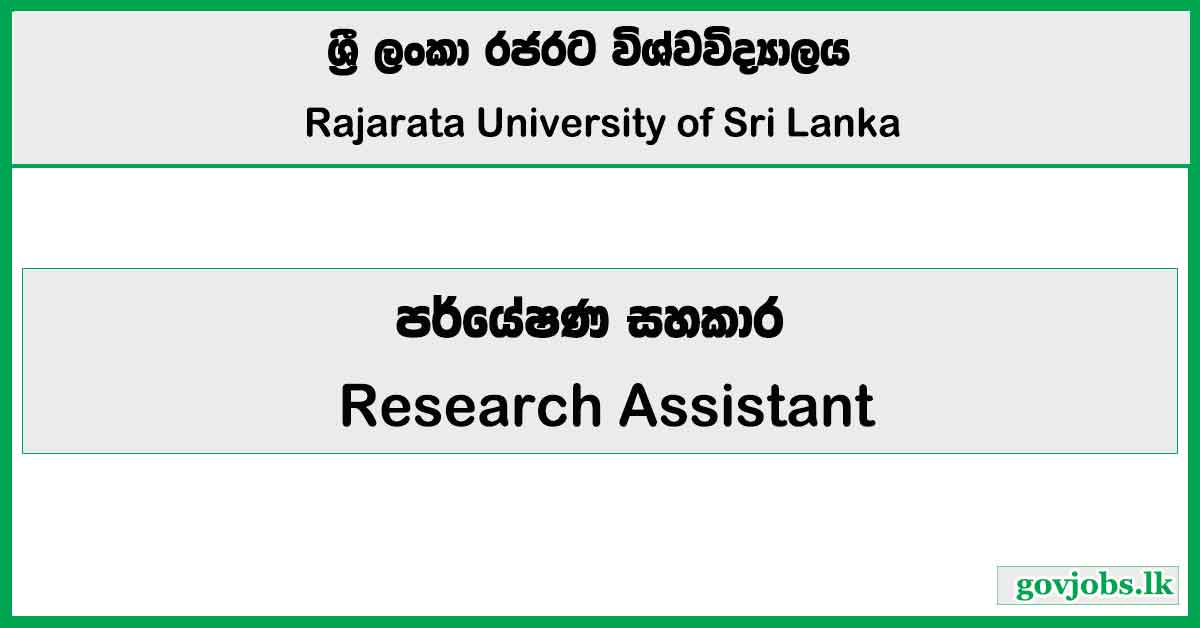 Research Assistant - Rajarata University Job Vacancies 2026