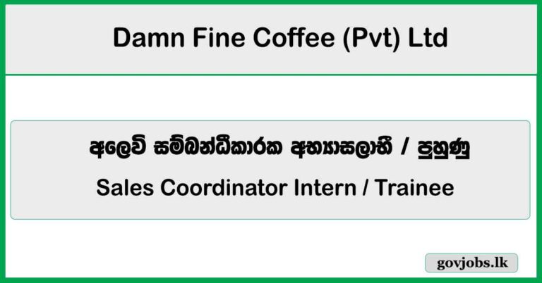 Sales Coordinator Intern, Trainee Damn Fine - Coffee (Pvt) Ltd Job Vacancies 2026
